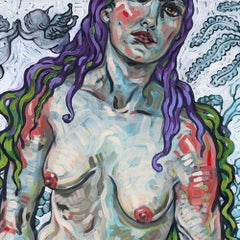 Mother, Oil on Canvas, Nude, Figurative Art, Mythology, Signed