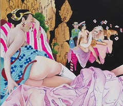 Apocalypse morning, Figurative Oil painting, Fantasy, Nude, Signed