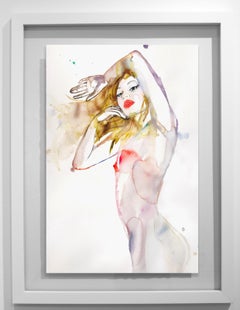 My Body Is A Learning Curve, Watercolor on Paper, Nude, Signed, Framed