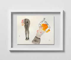 HEARTS ON FIRE, Watercolor, Painting, Figurative Art, Nude, Signed, Framed