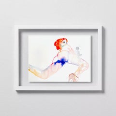 Violet Don't Be Blue, Watercolor, Painting, Figurative Art, Nude, Signed, Framed