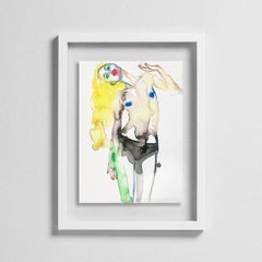 BARBIE BRAINWASHED, Watercolor, Painting, Nude, Signed, Framed 