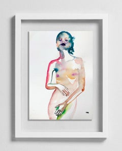 Cyanide For My Soul, Watercolor, Painting, Nude, Signed, Framed