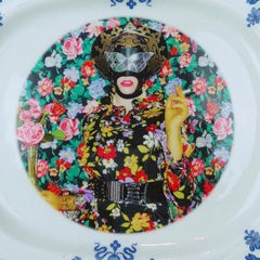 Floral, Ceramic Plate, Vintage China, Photo Transfer, Signed