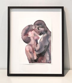 Kiss Me No 16, Watercolor, Painting, Figurative Art, Nude, Signed, Framed