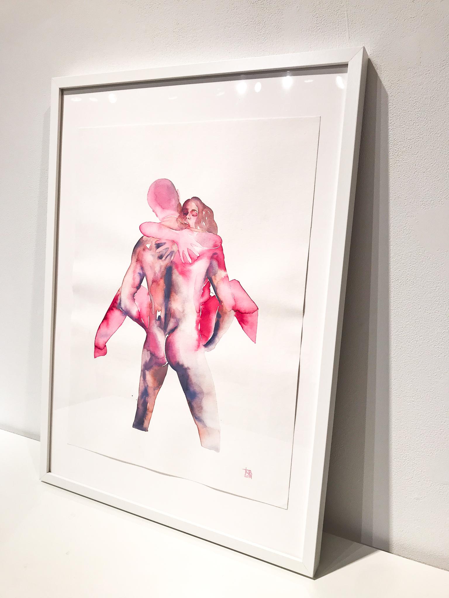 Make Love No 222, Aquarell, Gemälde, figurative Kunst, Akt, signiert, gerahmt – Art von TINA MARIA ELENA BAK