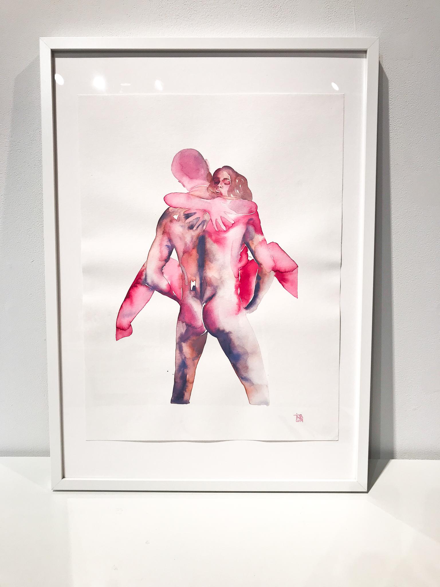 Make Love No 222, Aquarell, Gemälde, figurative Kunst, Akt, signiert, gerahmt (Zeitgenössisch), Art, von TINA MARIA ELENA BAK