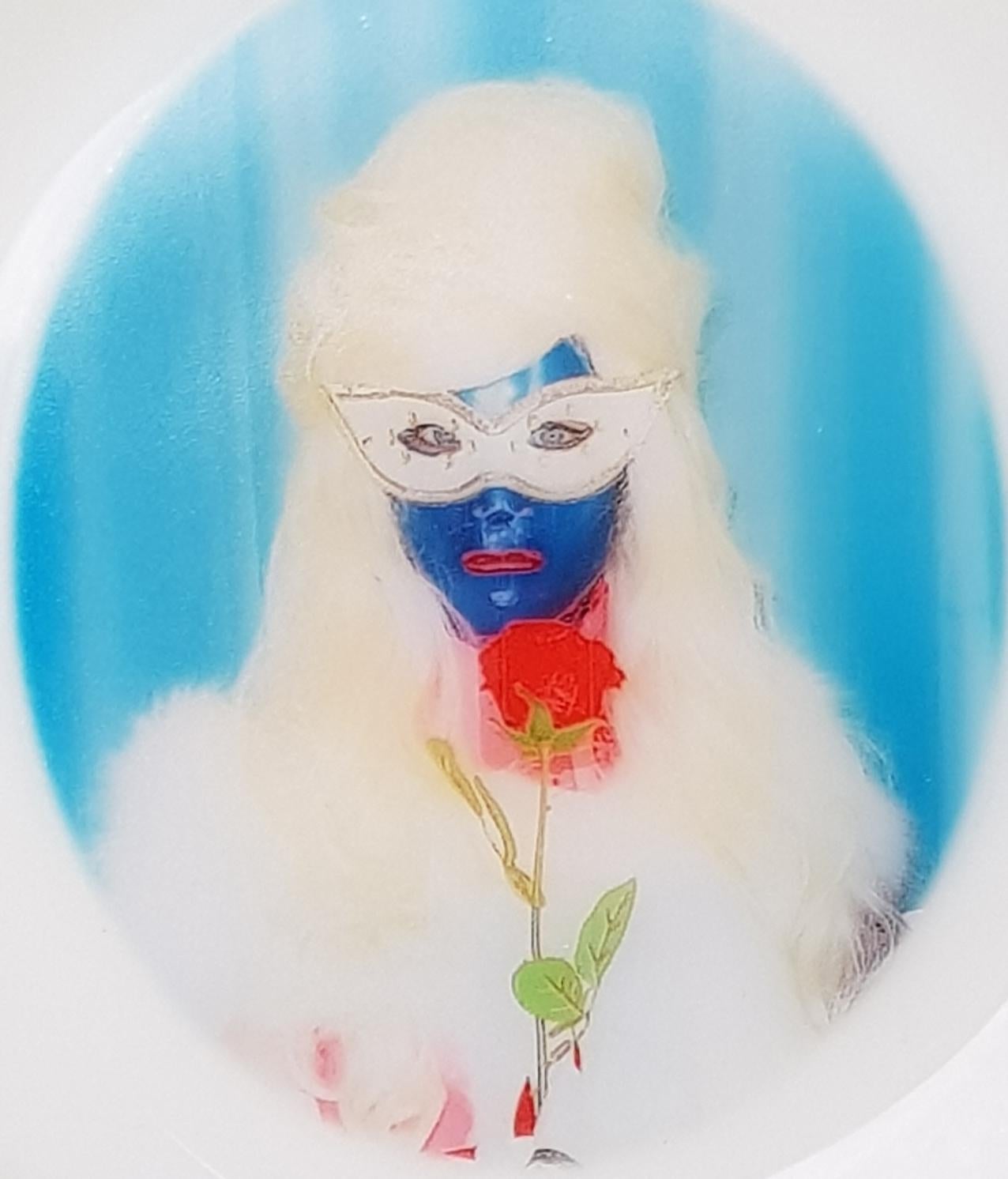 Mae West No 3, Ceramic Plate, Vintage China, Photo Transfer, Signed - Sculpture by Miss Meatface