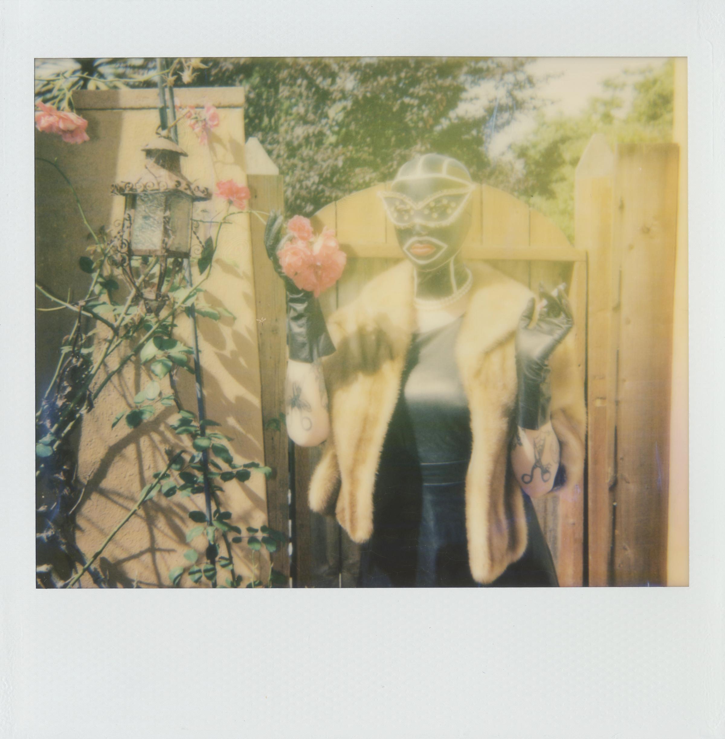 Grandma's Roses, Photography, Polaroid, Figurative Art, Vintage frame, Signed - Gray Color Photograph by Miss Meatface