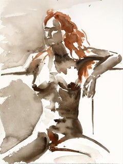 Anna No 2, Painting, Watercolor on Paper, Nude, Figurative, Signed, Framed