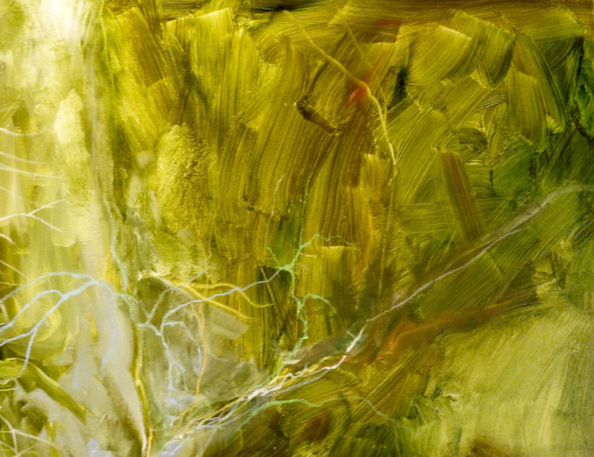 Aquarelle « Thicket » enfermée par la forêt, peinture à l'huile contemporaine 6