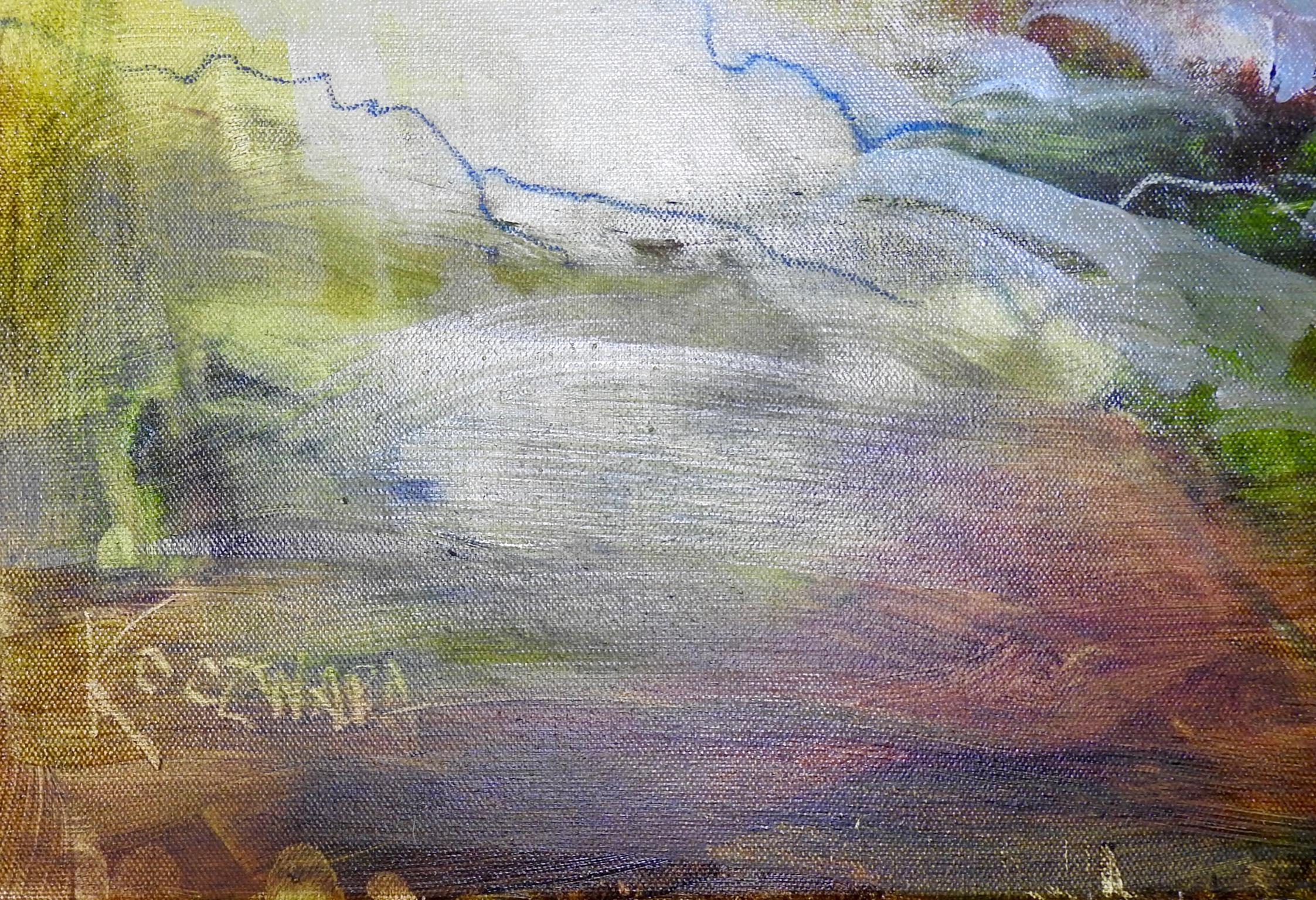 Aquarelle « Thicket » enfermée par la forêt, peinture à l'huile contemporaine 8