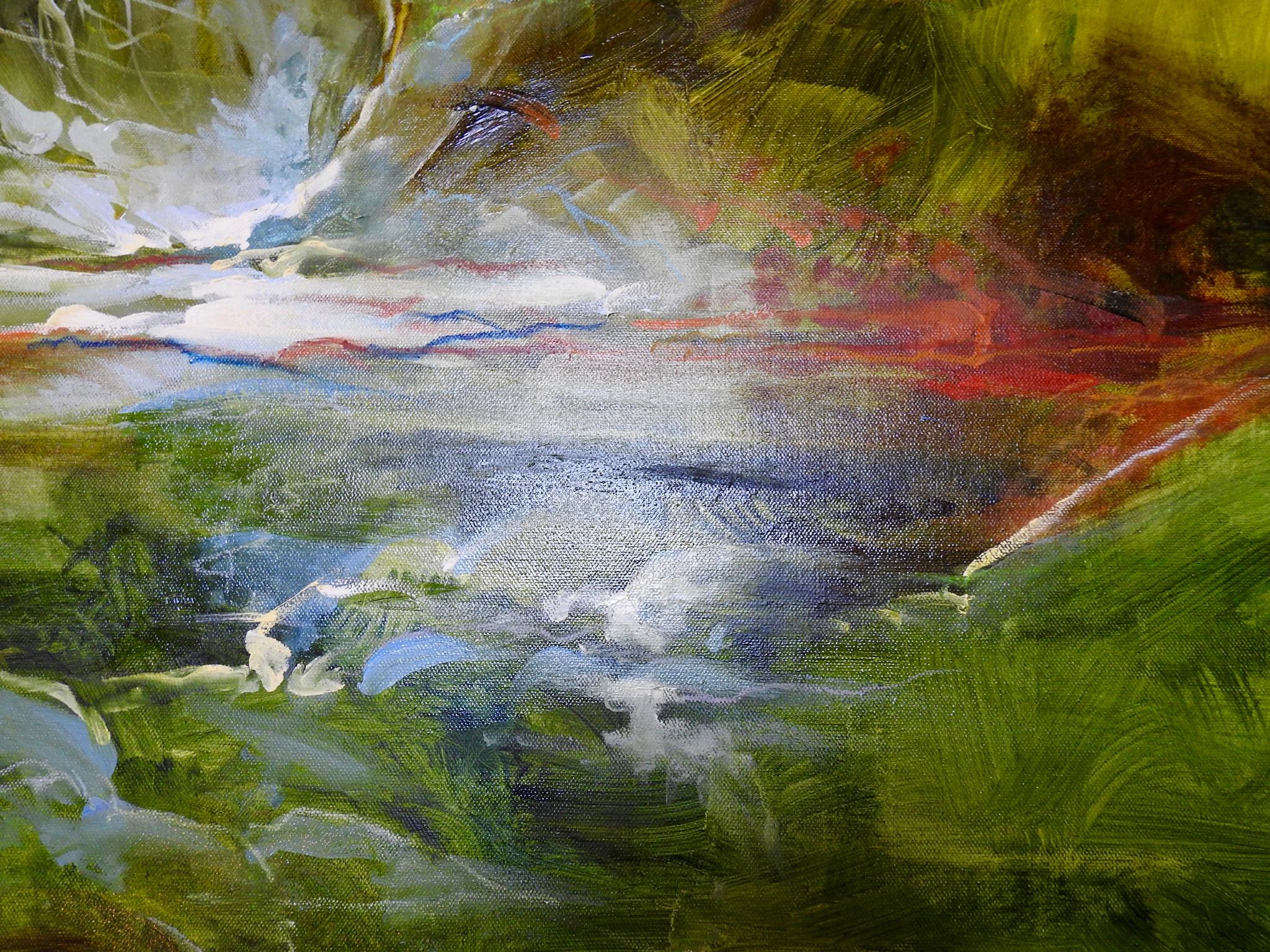 Aquarelle « Thicket » enfermée par la forêt, peinture à l'huile contemporaine 12