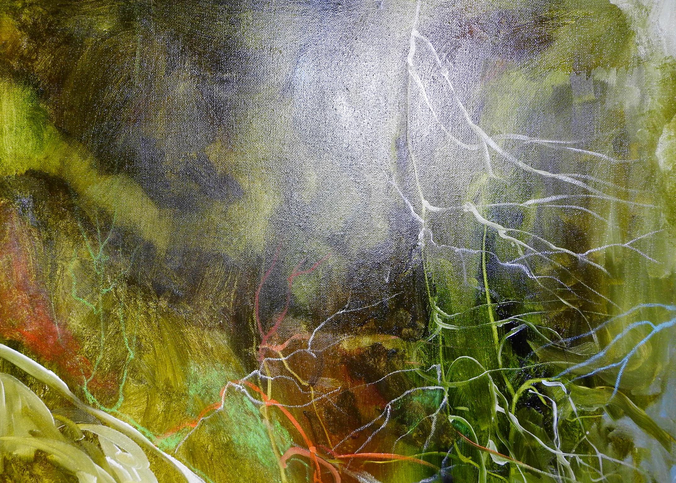 Aquarelle « Thicket » enfermée par la forêt, peinture à l'huile contemporaine 14