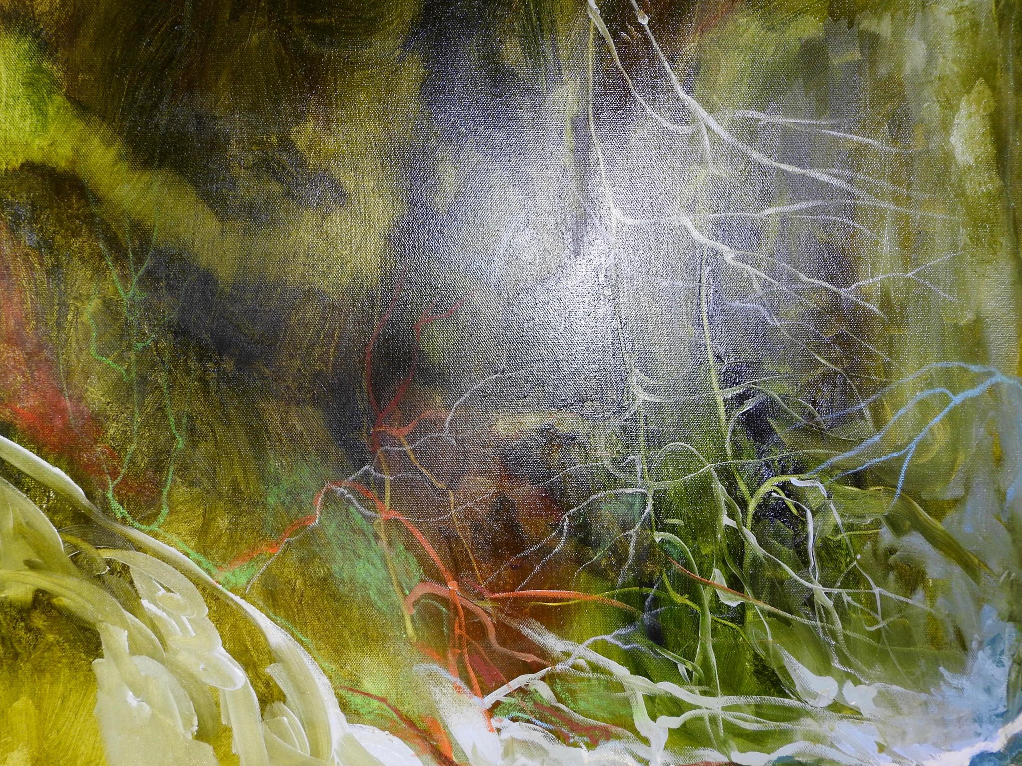 Aquarelle « Thicket » enfermée par la forêt, peinture à l'huile contemporaine 15