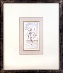 Beach Scene Figure with Dog - Charlie Mackesy, British, Watercolour, Figurative,