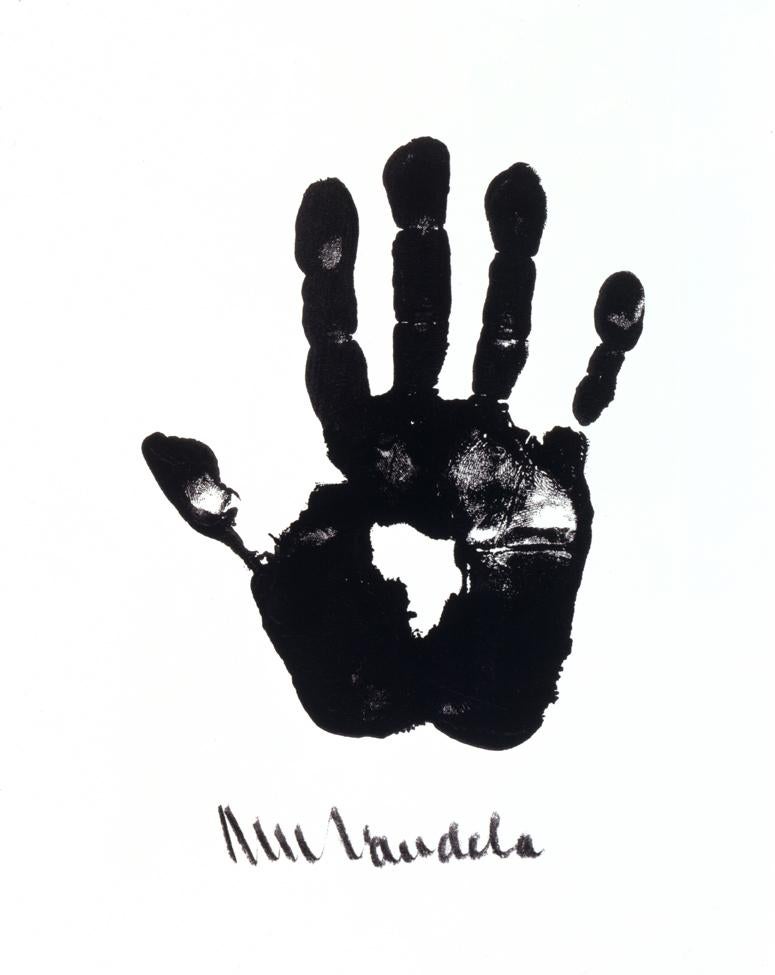 Hand of Africa - Mandela, Former South African President, Signed Artwork, Hand - Print by Nelson Mandela