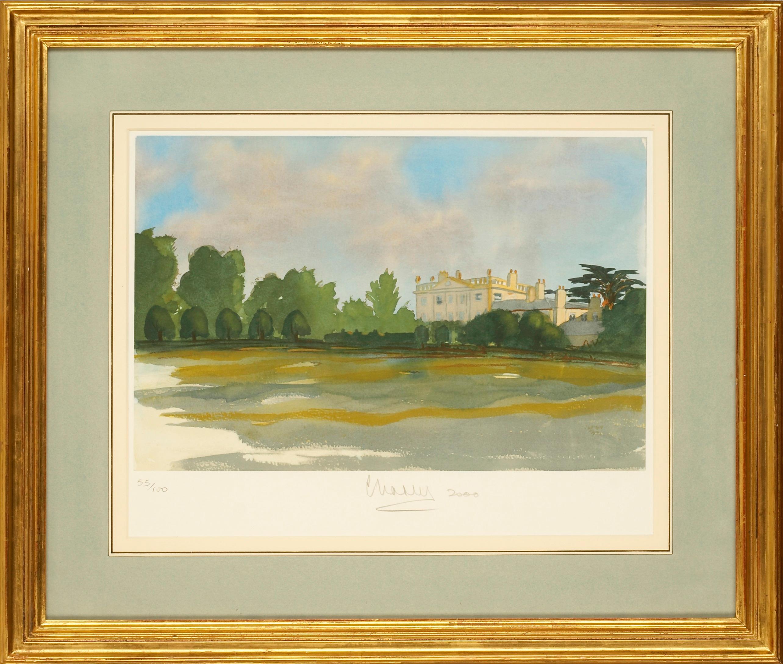 Highgrove - Litografía firmada, Arte Real, Hogares Reales, Casa Highgrove, Británico - Landscape Print Gris de His Majesty King Charles III