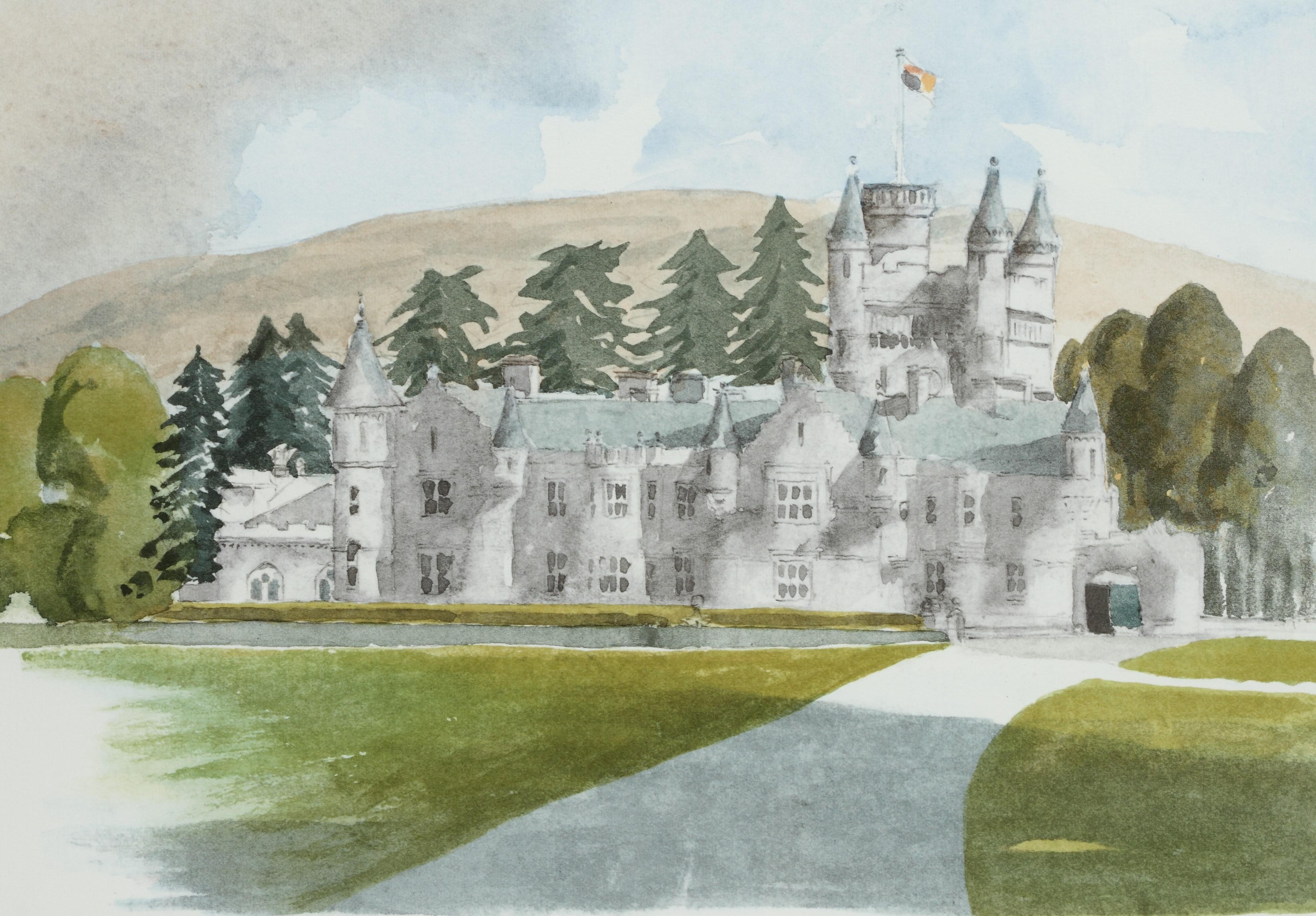 Charles (Prince of Wales) Landscape Print - Balmoral - Signed Lithograph, Royal Art, Royal Homes, Balmoral Castle, British