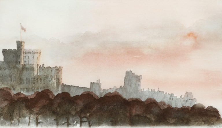 Charles (Prince of Wales) Landscape Print - Windsor Castle North Aspect - Signed Lithograph, Royal Art, Royal Home, British