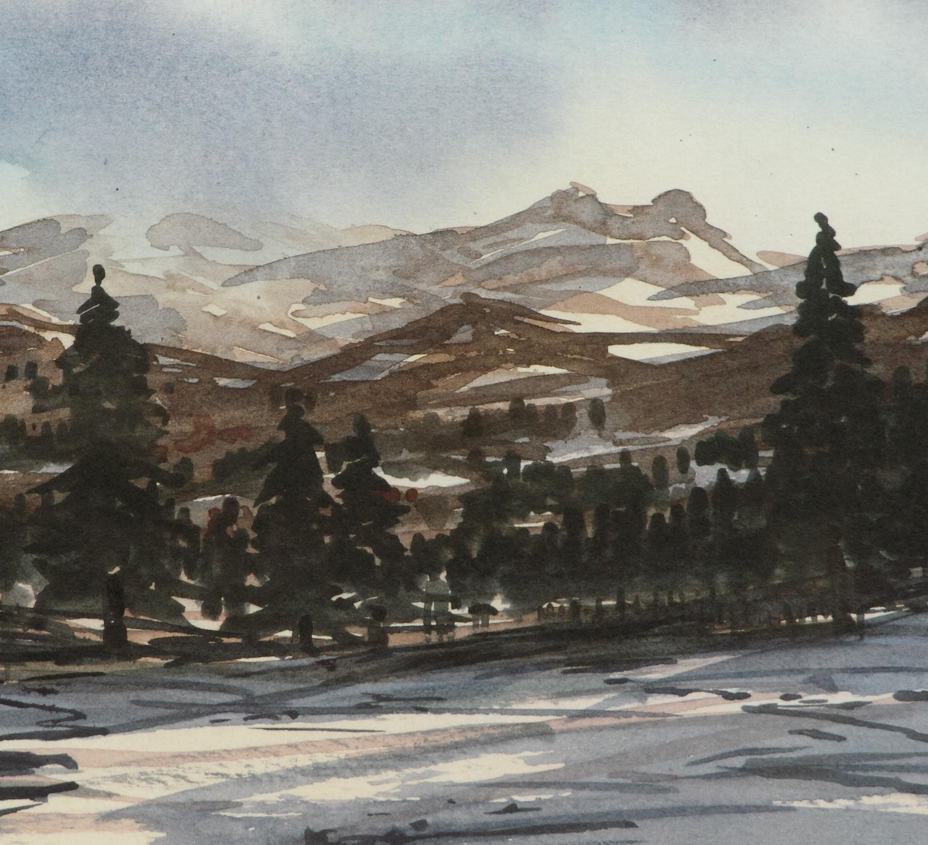 Balmoral Winter Scene - Signed Lithograph, Royal Art, Scotland, Season, Landscape - Print by His Majesty King Charles III