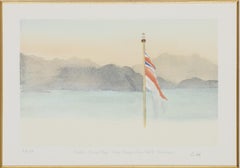 Hong Kong from HMY Britannia - Signed Lithograph, Royal Art, Union Jack,