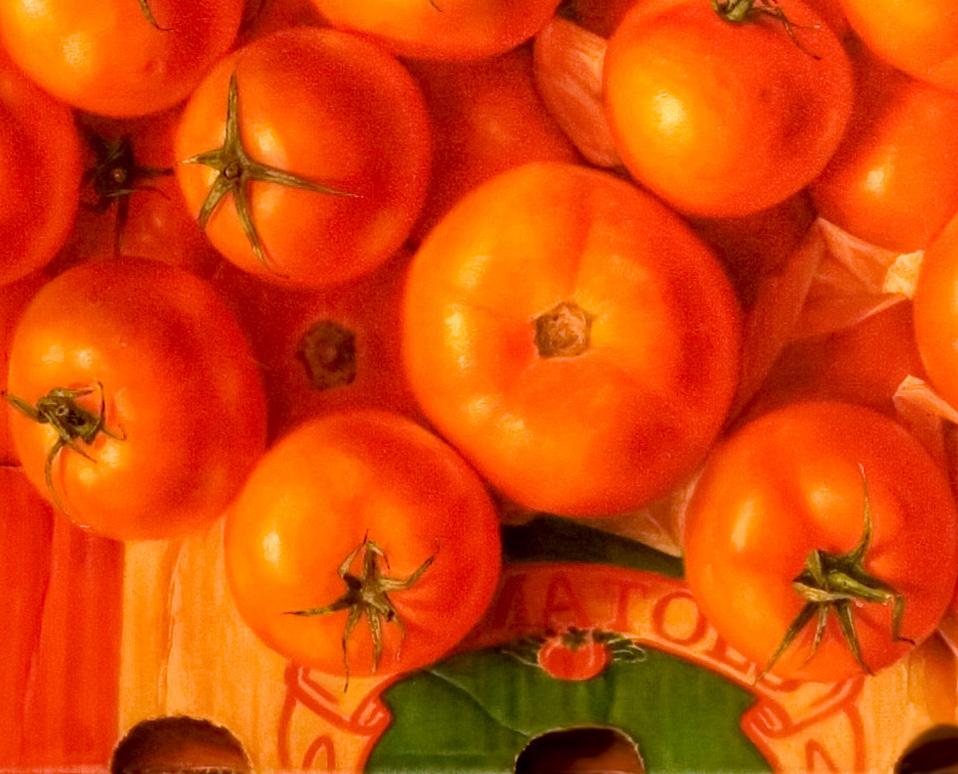 Tomaten – Stillleben, Obst und Gemüse, Südafrika, Realistisch – Painting von Mark Midgley