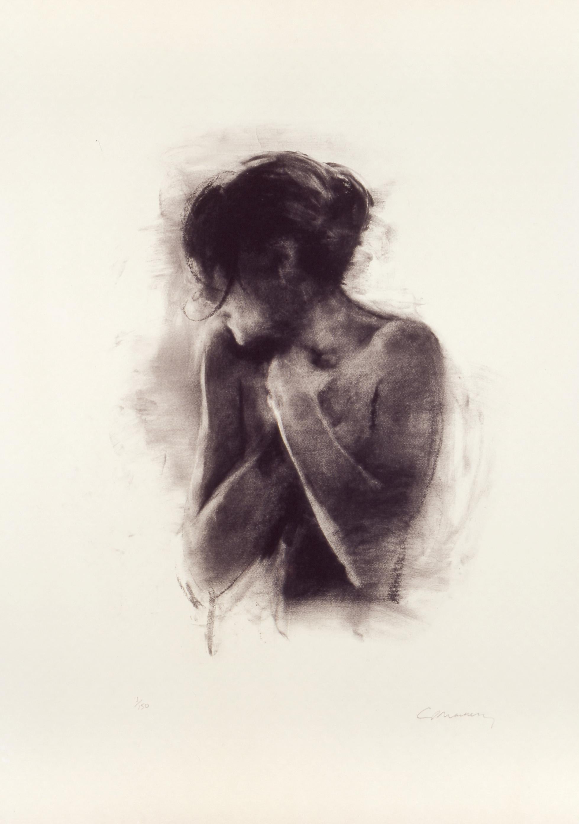 Antonia - Édition limitée, figuratif, contemporain, semi-nu, femme, féminine - Print de Charlie Mackesy