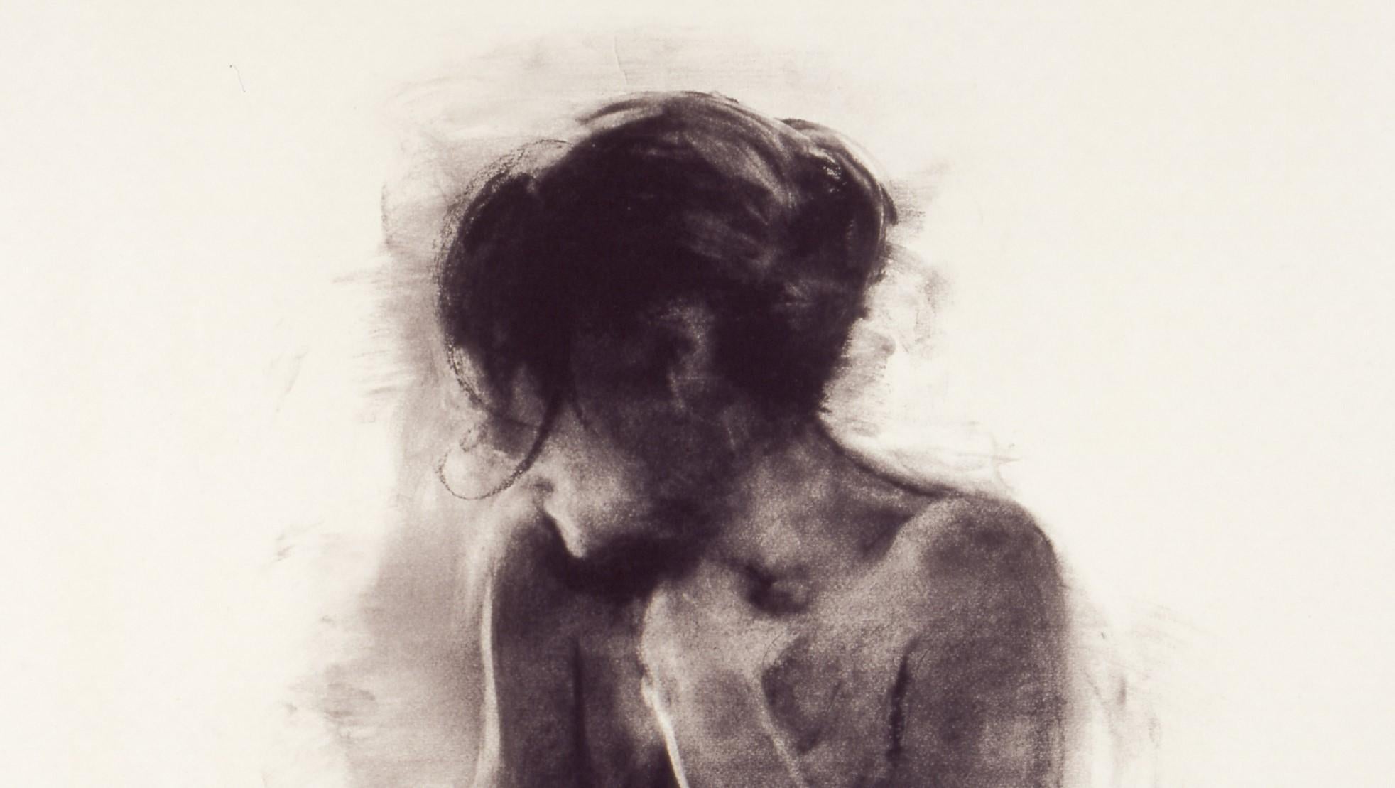 Antonia - Édition limitée, figuratif, contemporain, semi-nu, femme, féminine - Beige Figurative Print par Charlie Mackesy