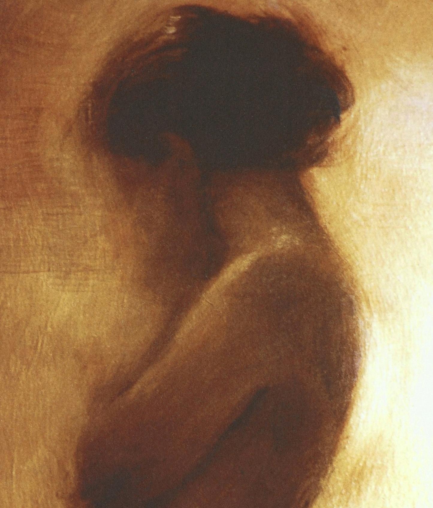 Girl on Gold - Limited Edition, Figurative, Contemporary, semi-nude, feminine - Print by Charlie Mackesy