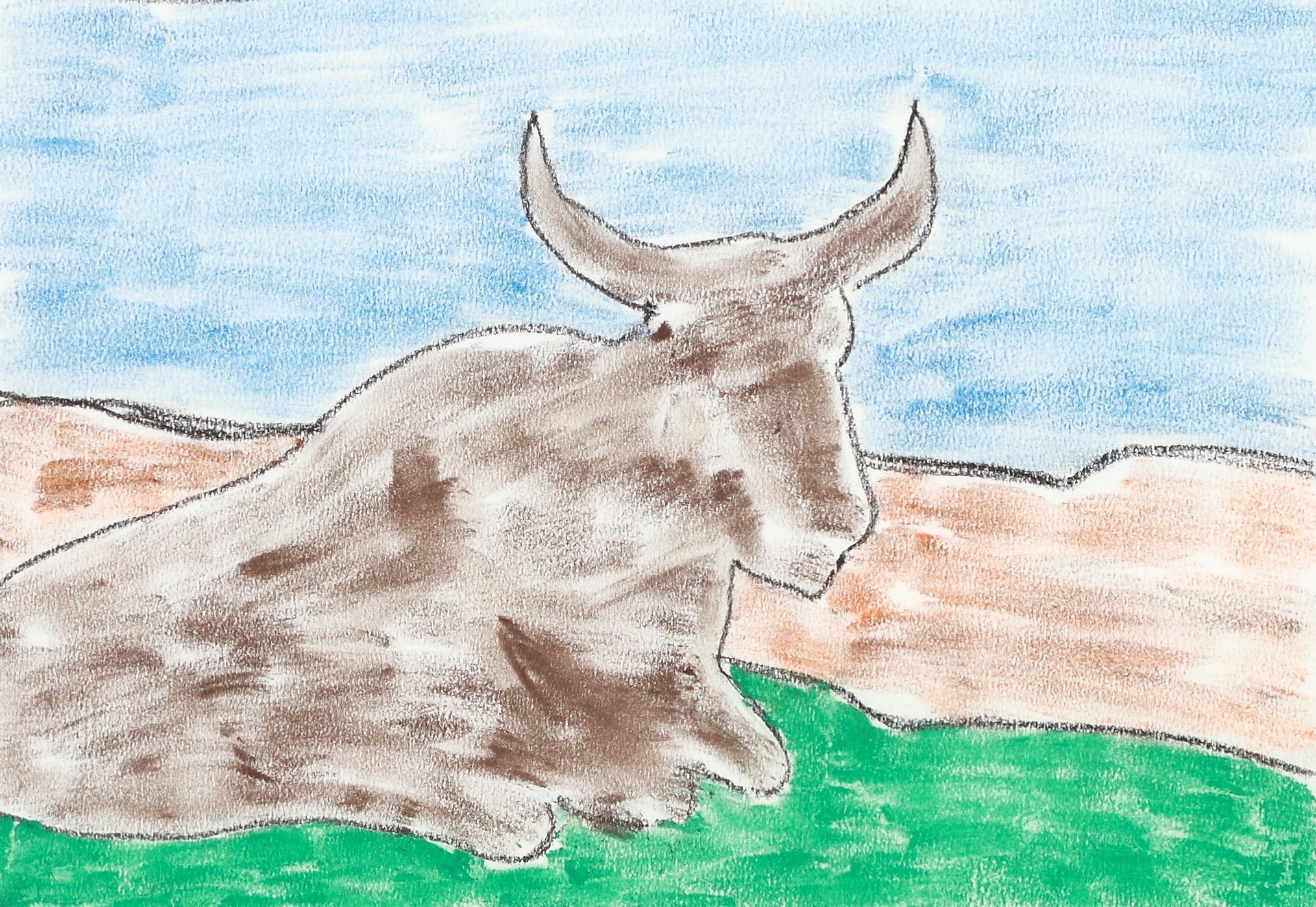 Madibas Nguni Bull I - Mandela, ancien président sud-africain, œuvre d'art originale