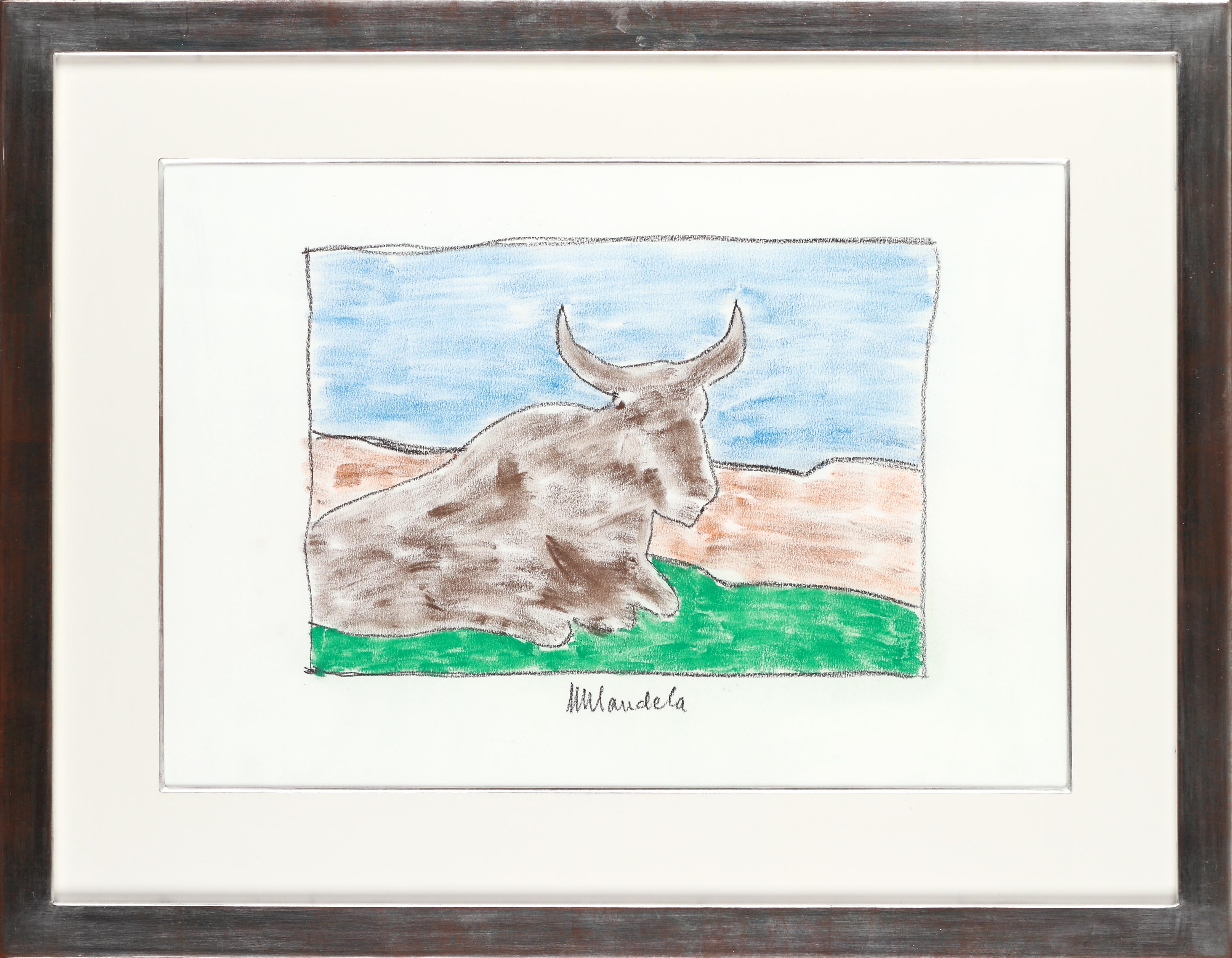 Il toro Nguni di Madiba I - Mandela, ex presidente sudafricano, Arte originale in vendita 2