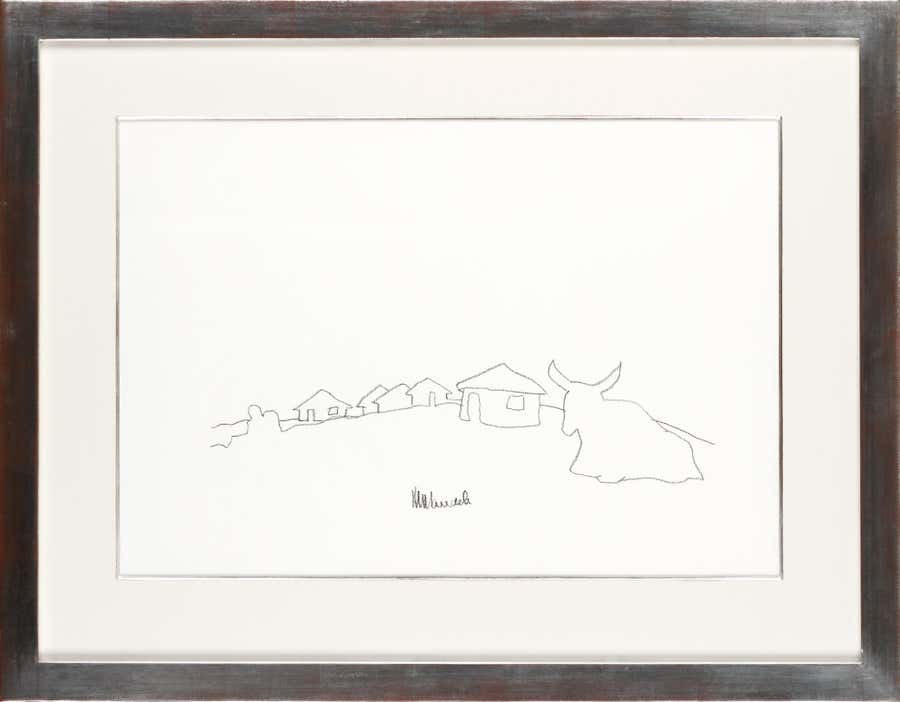 Qunu Landscape with Nguni Cow - Nelson Mandela, Former President, Original Art