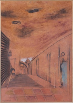 Mysterious Street - Contemporary, Surrealism, Mix media, Late 20th Century