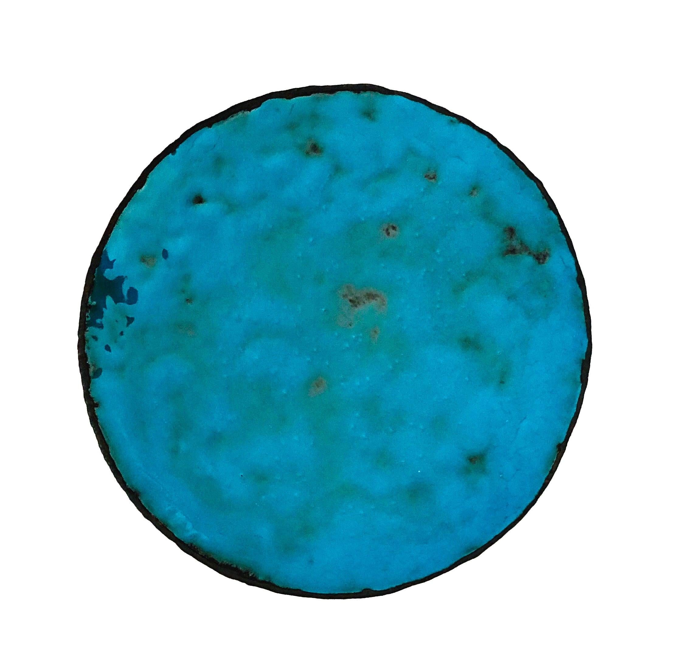 Skin - Contemporary, 21st C., Enamel on Copper, Circular, Turquoise - Mixed Media Art by Kwangho Lee