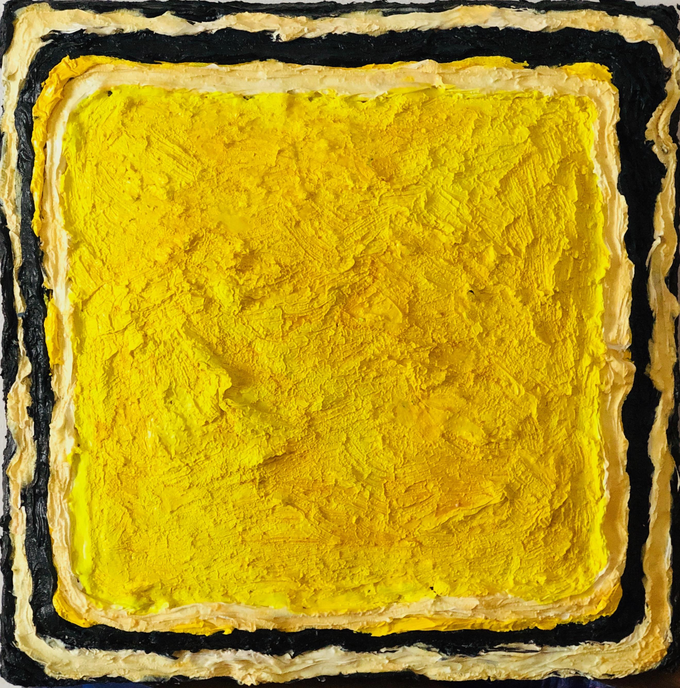 Edie Monetti Landscape Painting - Twisted Stars V - Contemporary, Oil on Felt, 21st C., Yellow, Neon