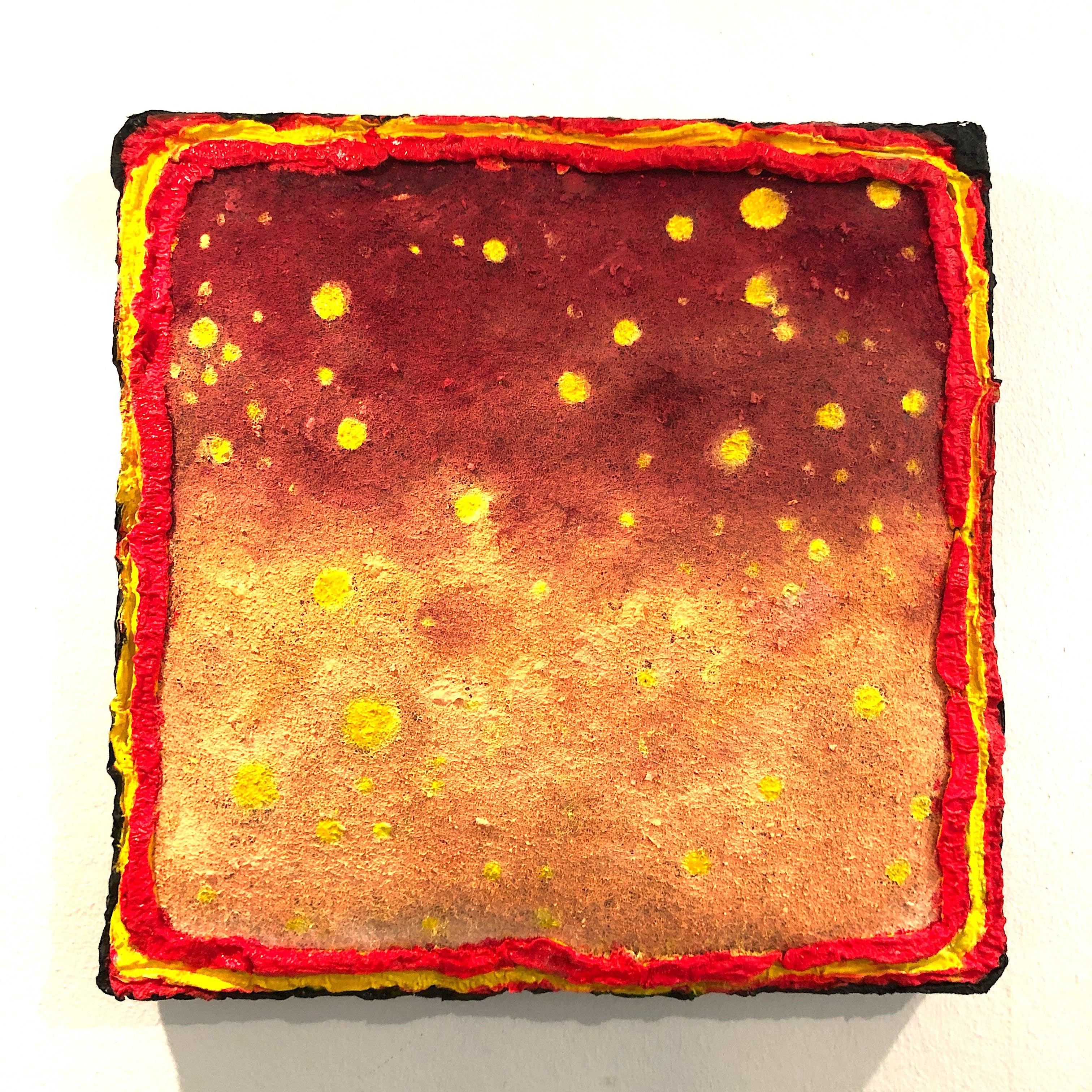 Twisted Stars IV - Contemporary, Oil on Felt, Night Sky, Stars, 21st C., Pink - Painting by Edie Monetti
