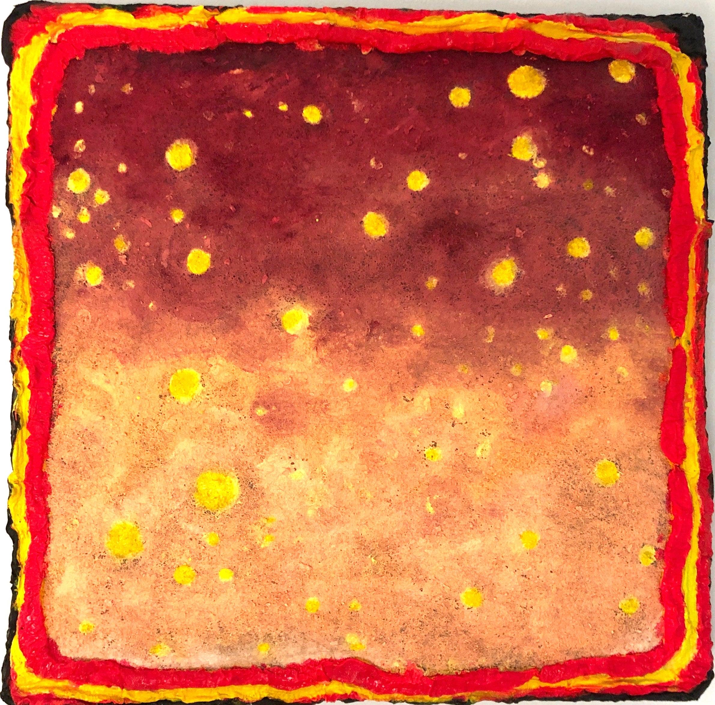 Edie Monetti Landscape Painting - Twisted Stars IV - Contemporary, Oil on Felt, Night Sky, Stars, 21st C., Pink