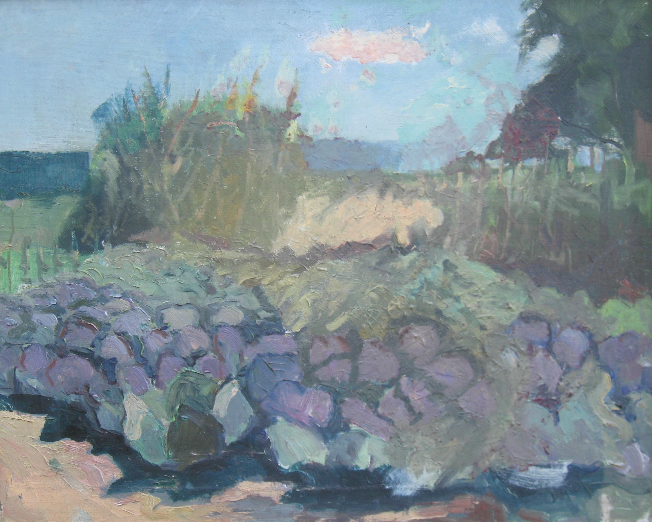 Mary McCrossan Landscape Painting - 'The Patch' St Ives School Impressionist oil on canvas circa 1920's