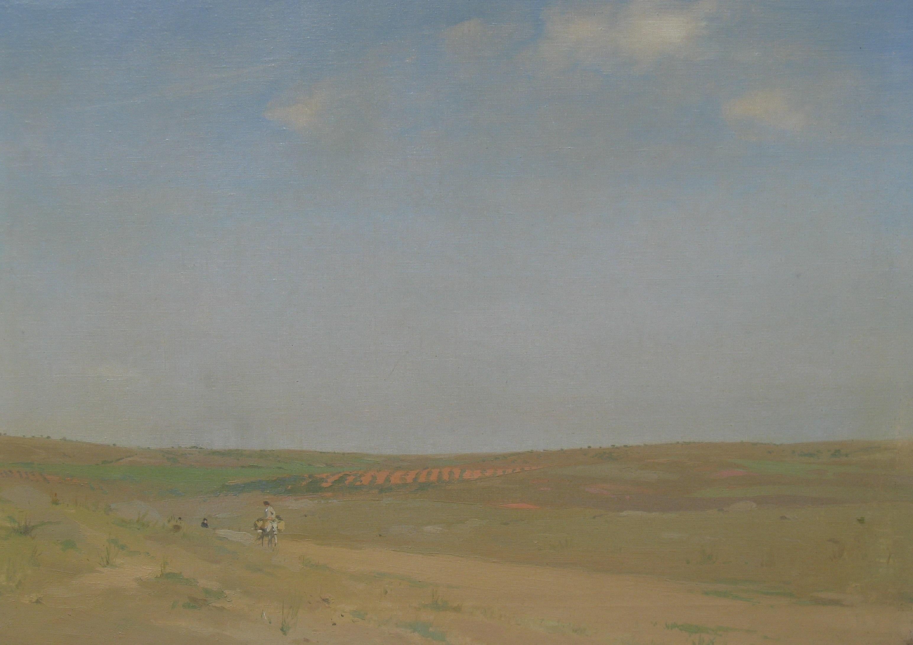 Sir Herbert James Gunn RA Landscape Painting - 'Across the Plains, Toledo' oil on canvas landscape circa 1914
