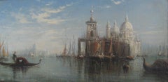 Antique 'View of Venice, Santa Maria della Salute'  oil on canvas circa 1900