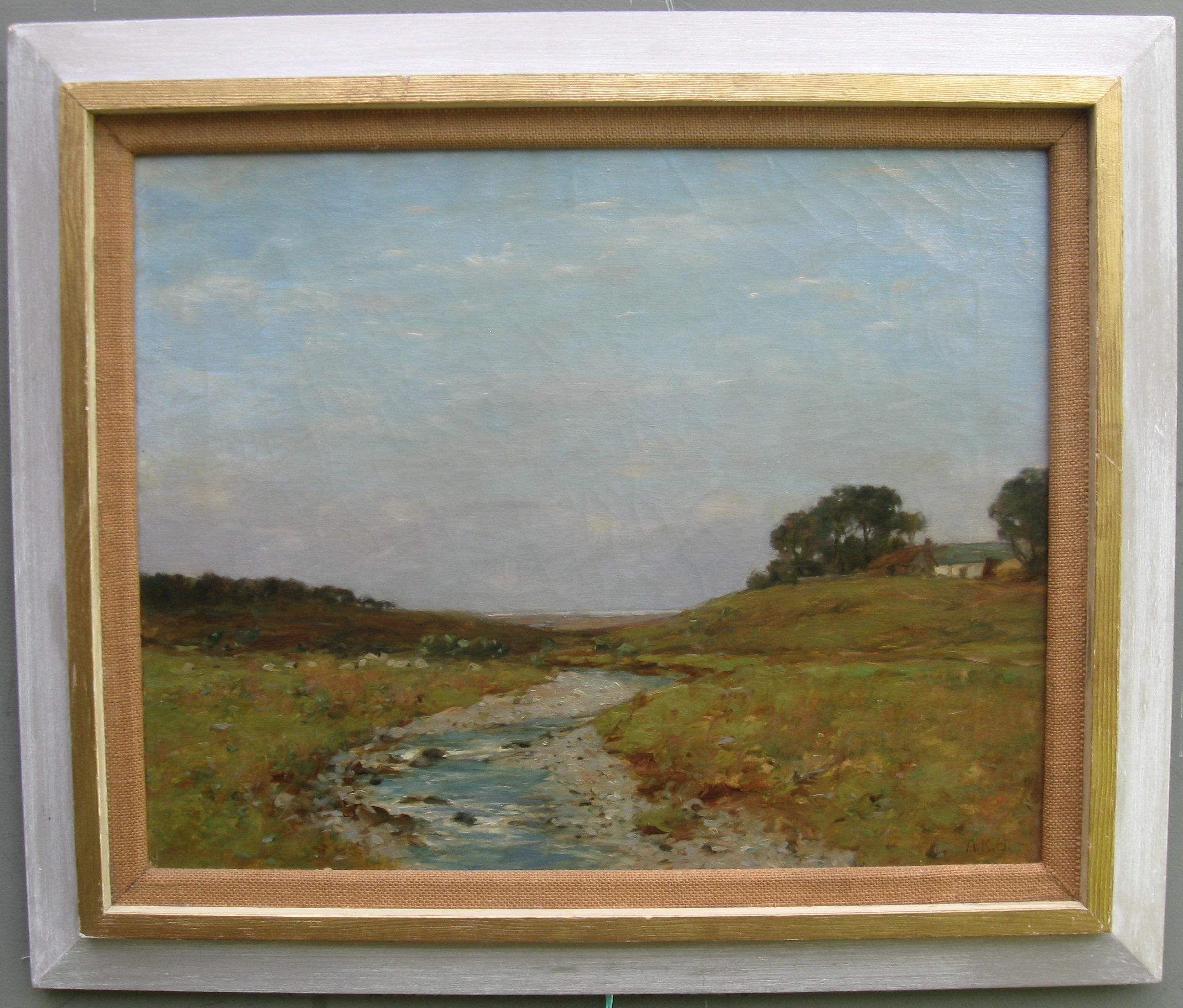 Alexander Kellock Brown Landscape Painting - 'Croft in a Coastal Landscape' oil on canvas circa 1910
