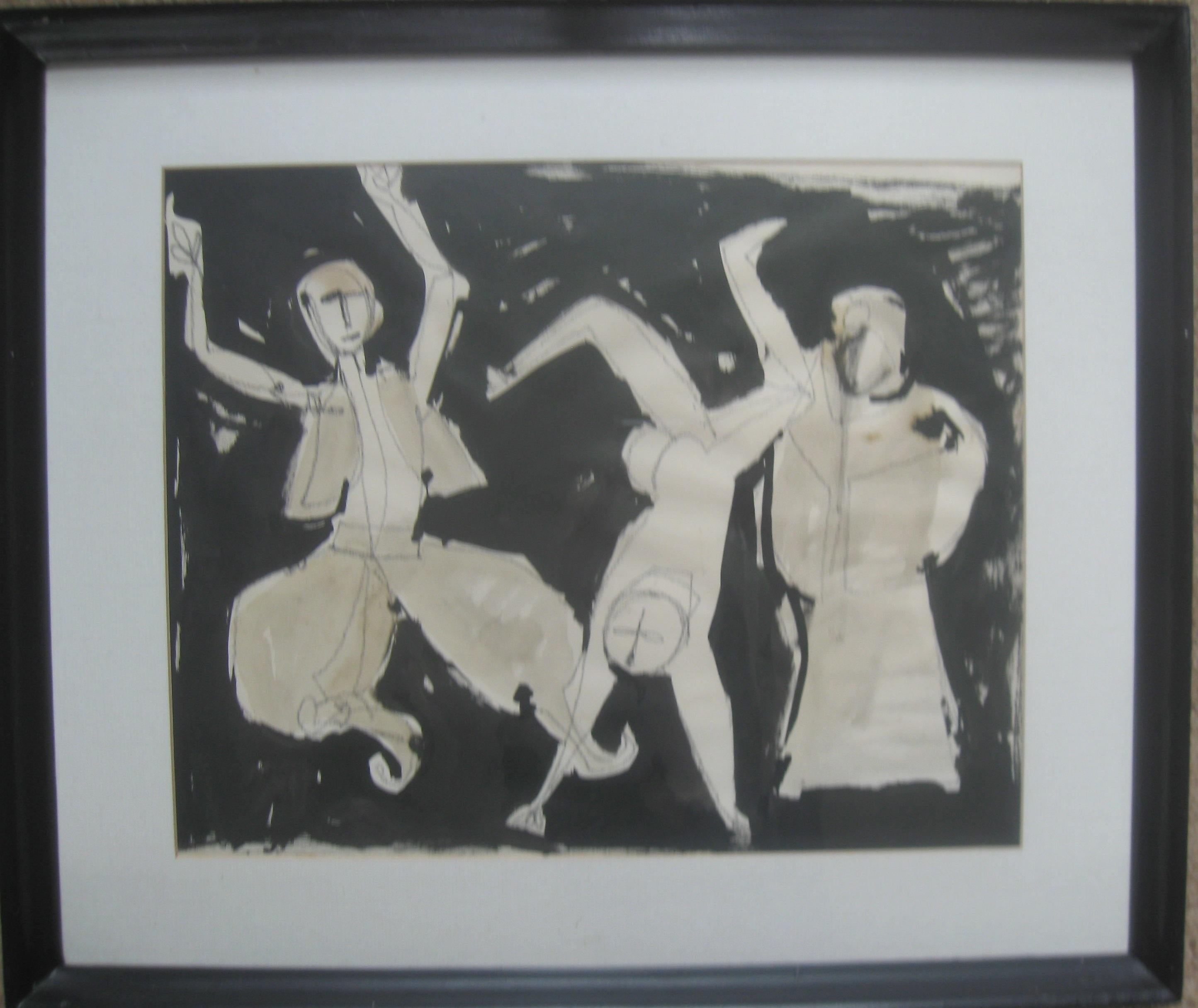 Bailarinas acrobáticas ' Lápiz, pluma y tinta sobre papel, hacia 1950.
