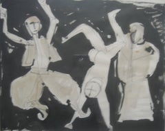 'Acrobatic Dancers ' Pencil , pen and ink on paper, circa 1950's.