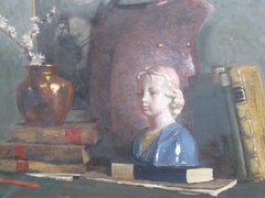 'Still Life, Joan of Arc Momento Mori' oil on canvas circa 1910