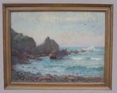 'Kynance Cove. Cornwall' Impressionist Beach Scene oil circa 1930