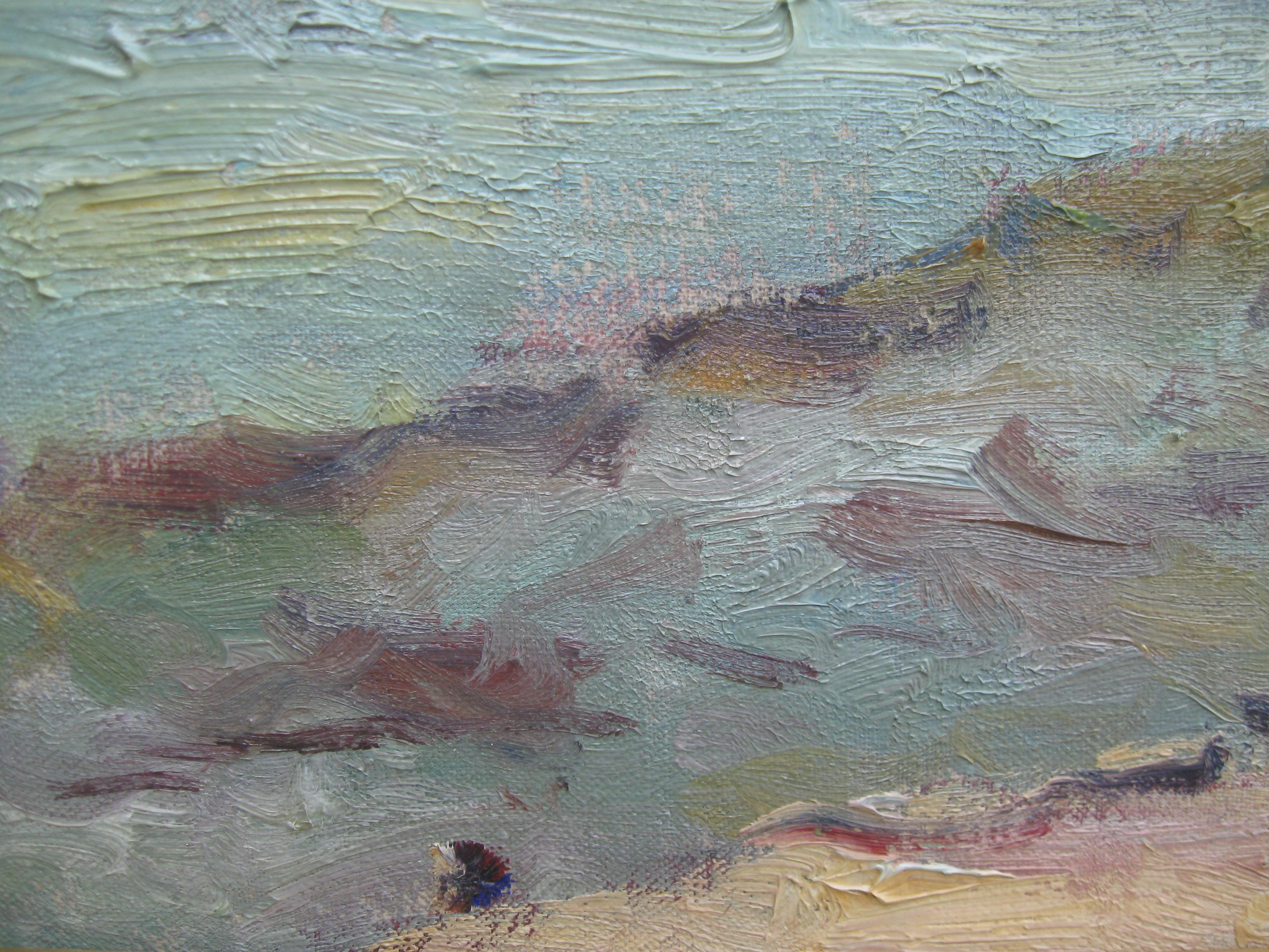 Peinture à l'huile impressionniste « Près d'Antibes:: paysage côtier »:: années 1950 3