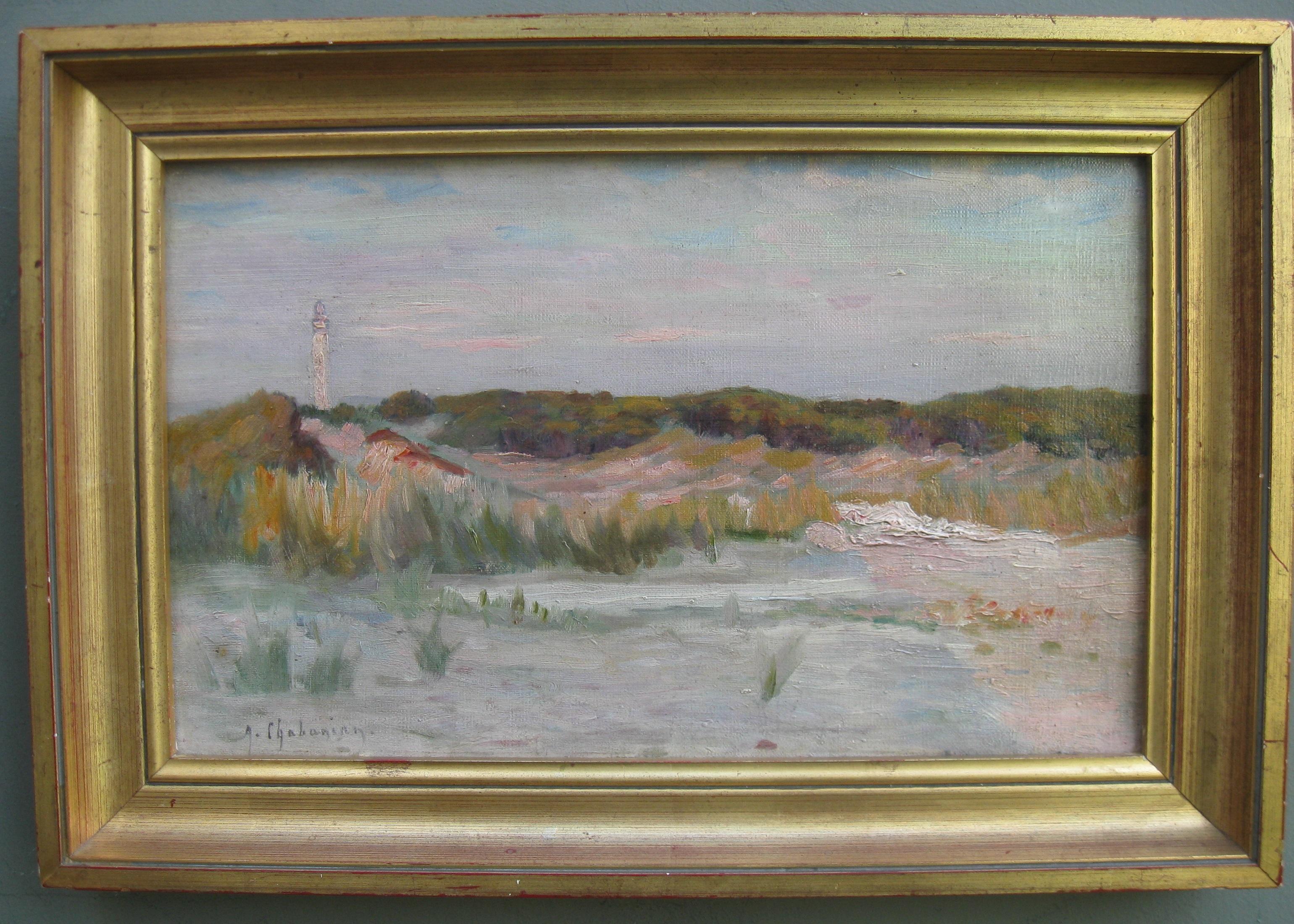 'Dunes of Normandy, France' oil on canvas circa 1920 - Painting by Arsene Chabanian