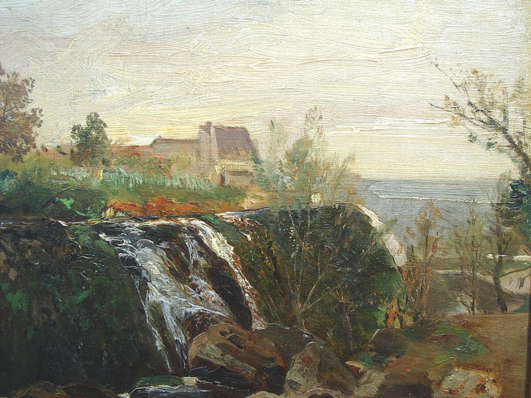 « Paysage de rivière près de la côte », huile sur toile, années 1880 - Impressionnisme Painting par Emil Jacob Schindler
