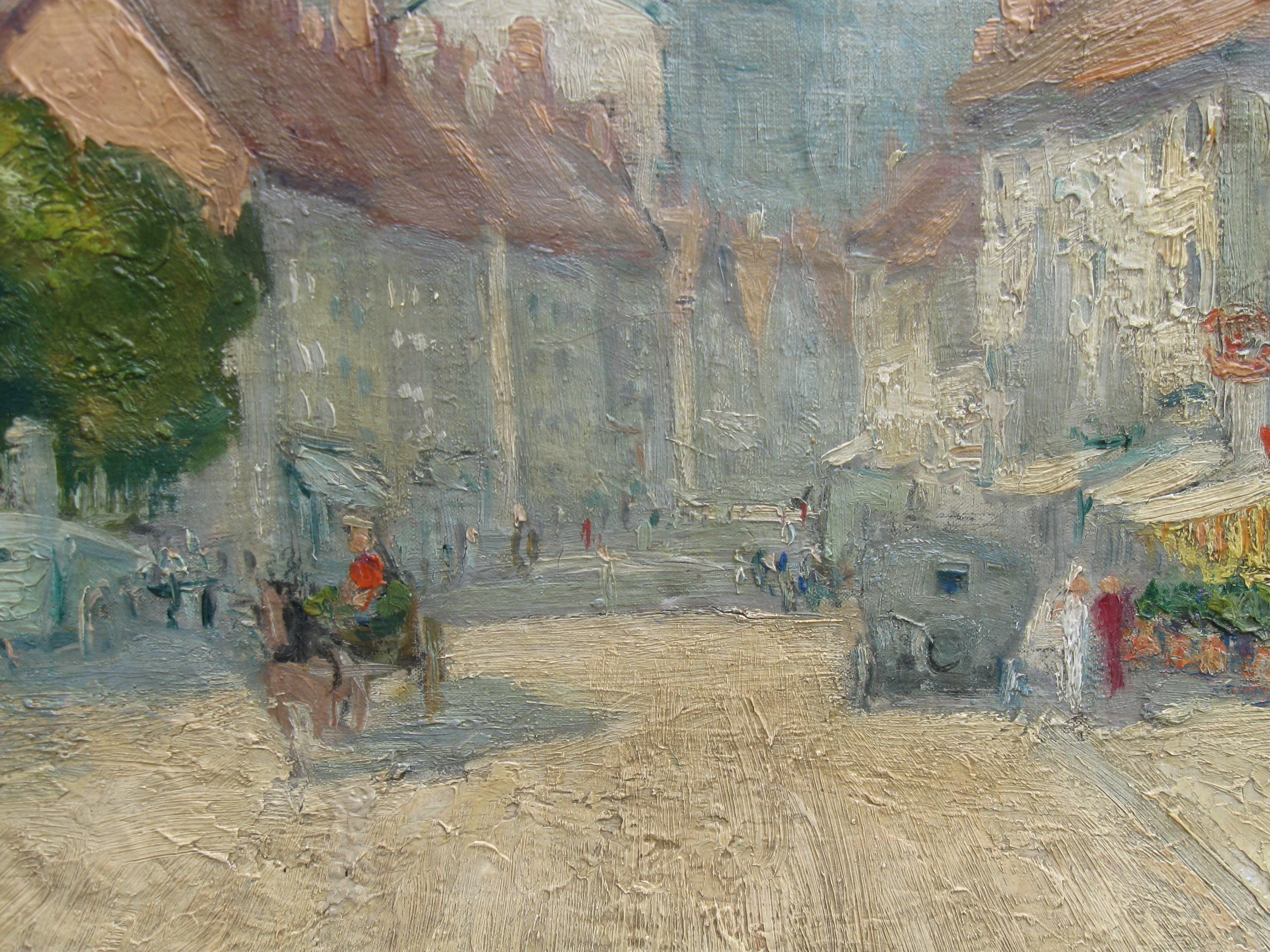 French Impressionist:: View of a French Town on a Sunny Day oil circa 1910 1